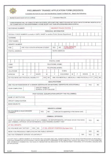 Police Application Form 2024 Apply Online Kath Bendite