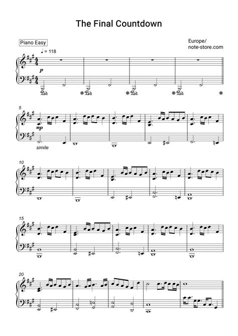 Final Countdown Violin Sheet Music Free