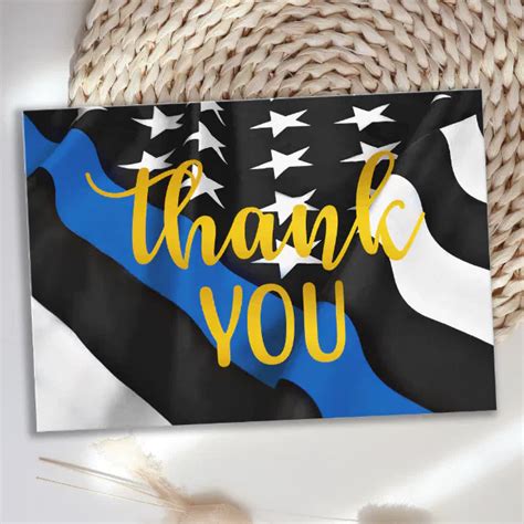 Police Thin Blue Line Gold Script Law Enforcement Thank You Card Zazzle