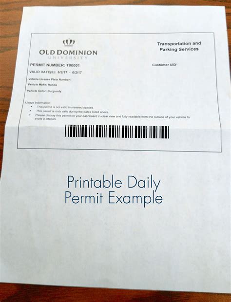Free Printable Parking Permit Template