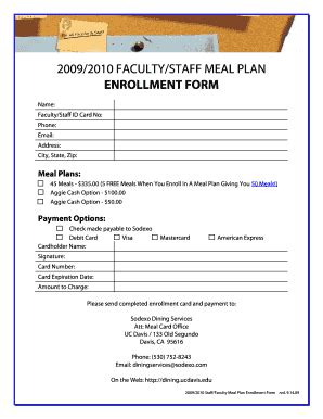 Fillable Online Dining Ucdavis Web Enrollment Form Doc Fax Email Print