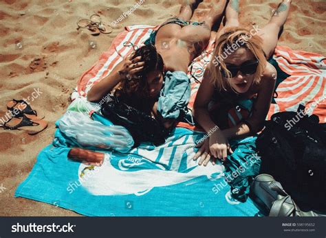 Sexy Bikini Girls Sunbathing Getting Fun Stock Photo Shutterstock