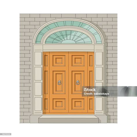 pintu rumah vintage  pintu masuk  ilustrasi vektor sketsa