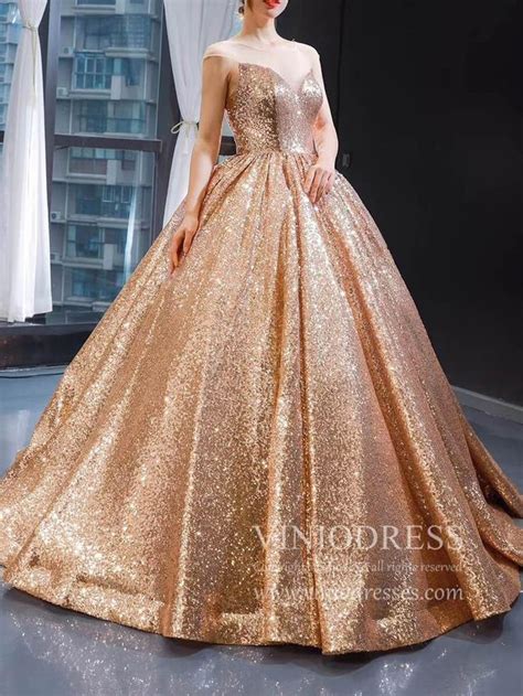 Sparkly Rose Gold Sequin Quinceanera Dresses Sweet 15 Dress 66565