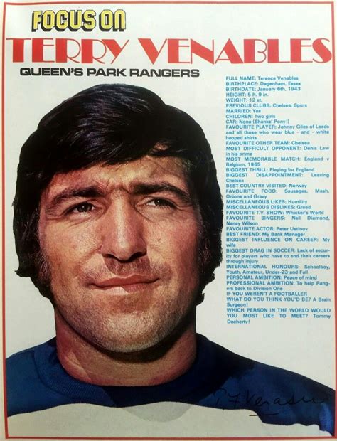 Focus On with Terry Venables of QPR in Shoot! magazine in 1974. Football Icon, Uk Football ...