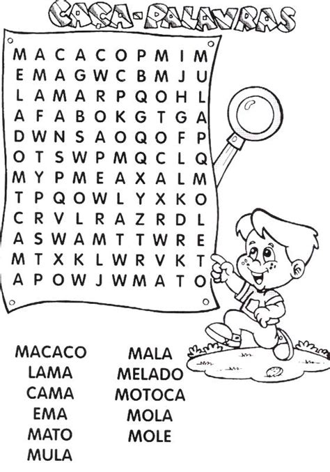 Caça Palavras Com Desenhos - Desenho de Caça-palavras infantil para colorir - Tudodesenhos