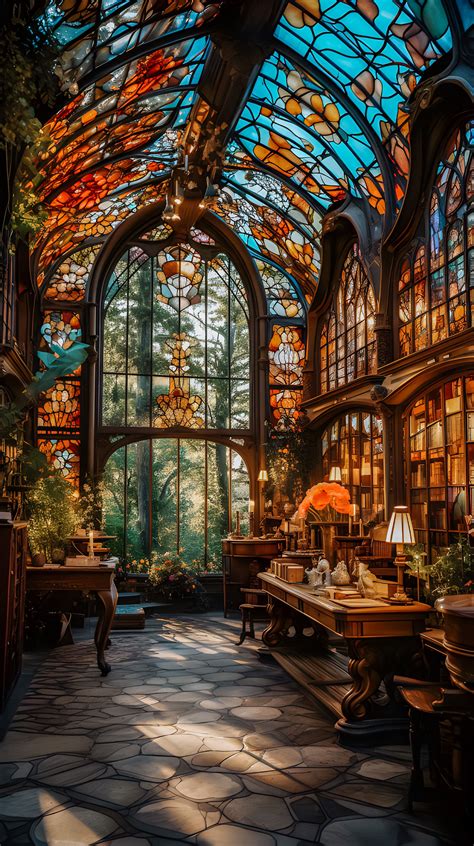 A Stained Glass Library For Fairies And Witches Witch Cottage