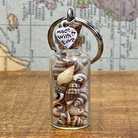 Tiny Seashell Shell Jar Keychain Charm Shell Bech Charm T Etsy