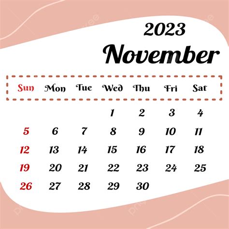 2023년 11월 달력 2023년 11월 달력 설계 Png 일러스트 및 벡터 에 대한 무료 다운로드 Pngtree