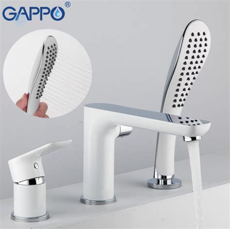 Смеситель для ванны на 3 отверстия белый / хром Gappo Noar G1148 в ...