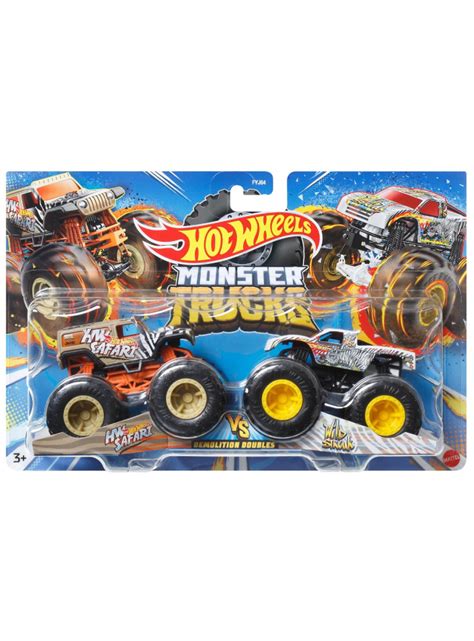 Hot Wheels Monster Trucks Demolition Doubles Hw Safari Vs Wild Streak Hnx