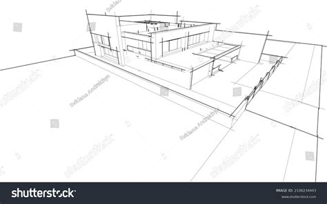 Abstract Architecture Line Sketch Vector Drawing Stock Vector (Royalty ...