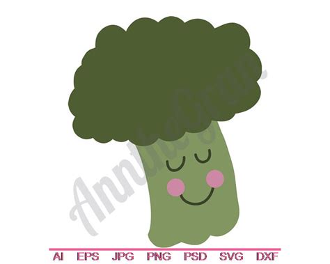 Happy Broccoli Face Svg Dxf Eps Png  Vector Art Etsy