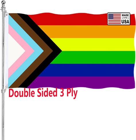 Amazon Progress Pride Flag X Outdoor Double Sided Rainbow Gay Flags Ply D Vibrant
