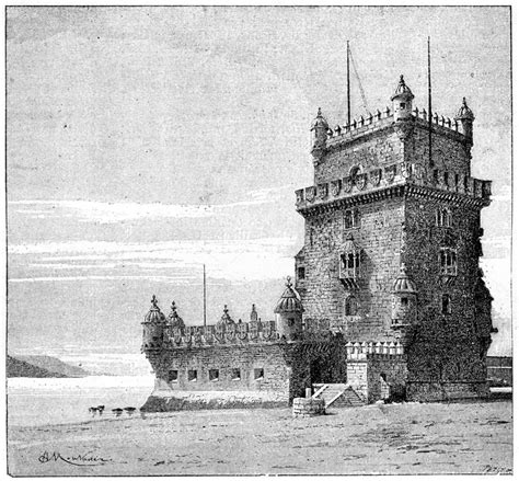 Belem Tower, in Lisbon, Portugal, vintage engraving Stock Photo by ...