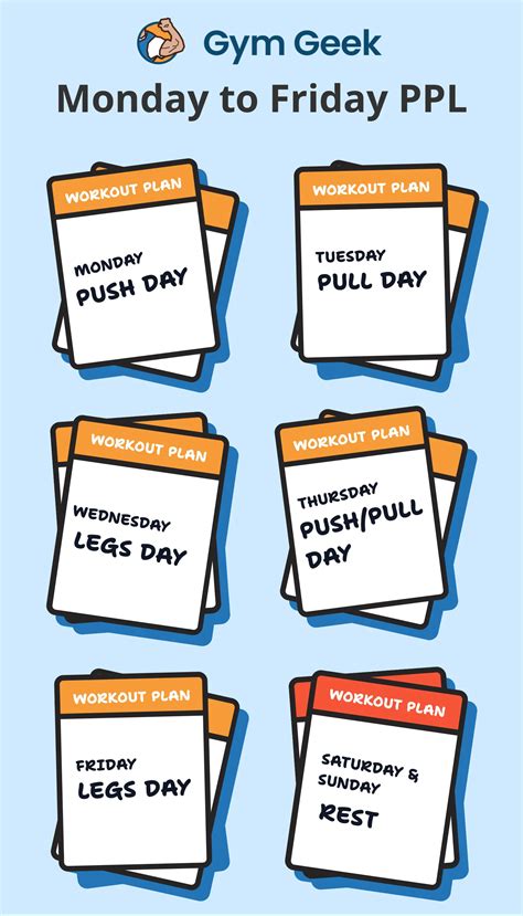 monday  friday workout routines      gym geek