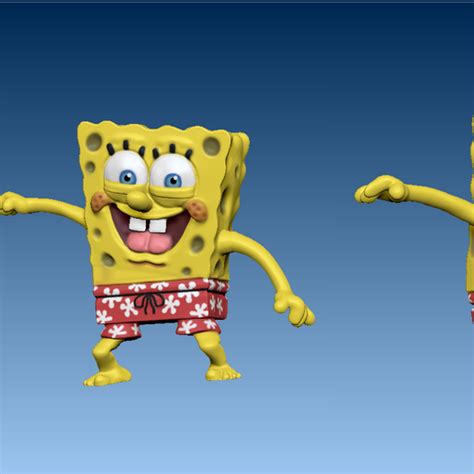 Spongebob Squarepants Wave Surfer From Bikini Bottom Summer OBJ File