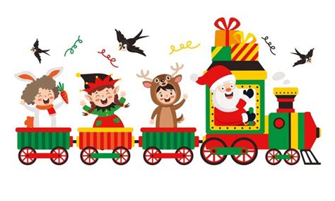 Premium Vector The Christmas Train And Wagons With Ts And Fireworks