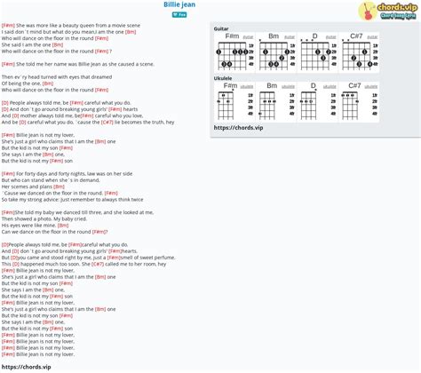 Chord Billie Jean Tab Song Lyric Sheet Guitar Ukulele Chordsvip