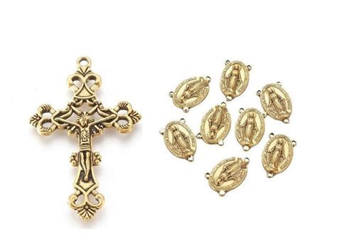 Kit Chapelet Croix Et Centre Rosaire Chapelet Vierge Or Etsy France