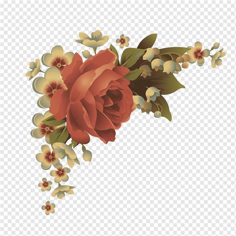 Brown And Beige Flowers Illustration Scrapbooking Red Decoration