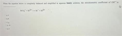 Solved For The Oxidation Reduction Reaction Equation Chegg