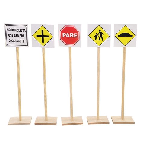Placa De Trânsito Para Educação Infantil - Kit Placas De Trânsito Educação Infantil Semáforo Brinquedo ...