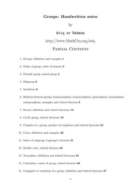Group Theory Handwritten Notes
