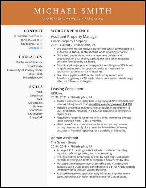 Assistant Property Manager Resume Examples Templates