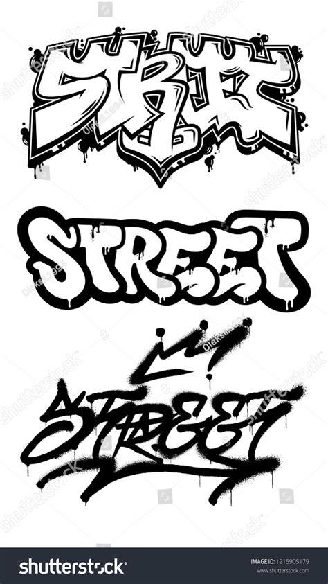 Decorative Set Inscriptions Street Graffiti Styles Stock Vector ...