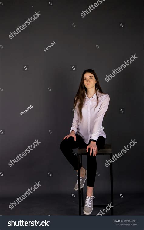 Tall Slender Brunette Girl Strict Classical Stock Photo Shutterstock