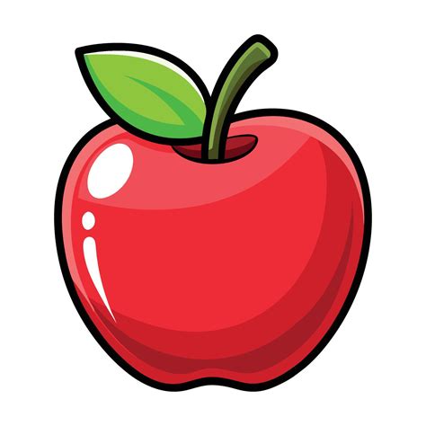fresh red apple cartoon illustration  leaf  vector art