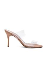 Manolo Blahnik PVC Scolto Sandals In Nude Suede FWRD
