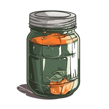 Mason Jar Vector Sticker Clipart Hand Drawn Illustration Of An Orange