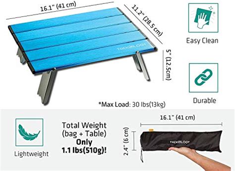 TREKOLOGY Table de camping pliante portable pour l extérieur Petite