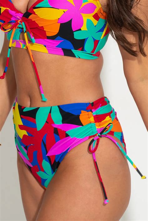 Maya Bay Adjustable High Waist Tummy Control Bikini Brief In Multi Pour Moi