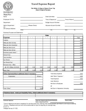 Fillable Online 46 Travel Expense Report Forms Templates