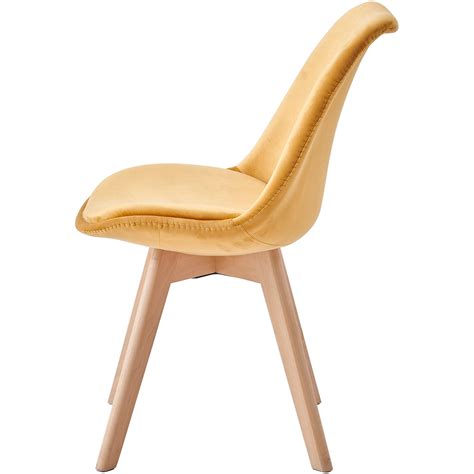 Комплект 4 трапезни стола Kring Astrid, Кадифена тапицерия, Дървени ...