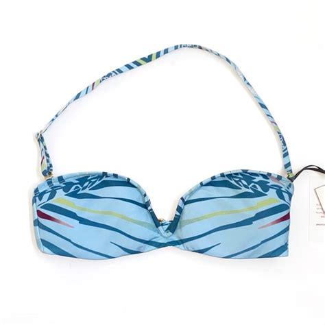 Revel Rey Swim Revel Rey Blue Mango Palm Zebra Print Bikini Top