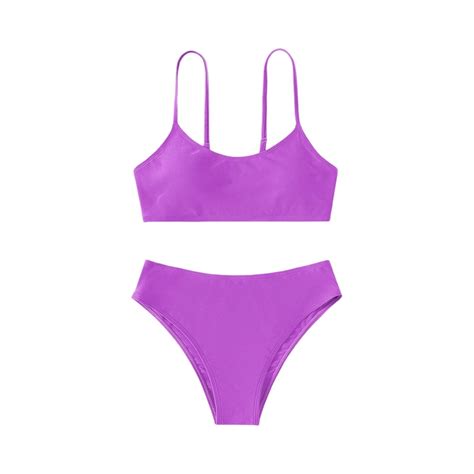 Abcomgle Girls Swimsuits Cute High Waisted Two Piece Bikini Set For Girlss Solid Spaghetti