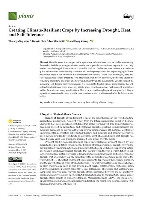 Pdf Creating Climate Resilient Crops By Increasing Drought Heat And