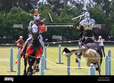 Knight Jousting Medieval Knights During A Jousting Tournament Knights