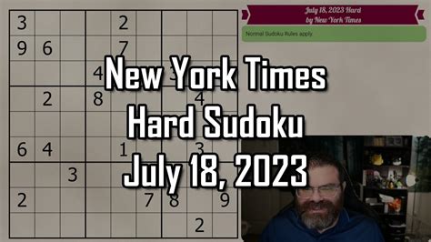 Nyt Hard Sudoku Walkthrough July Youtube