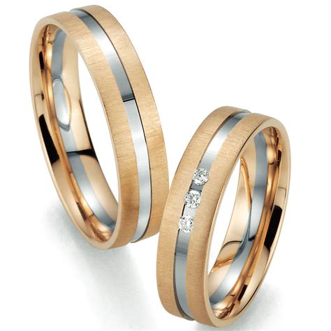 Bicolor Trauringe Aus Palladium Und Ros Gold Mit Brillanten Ringladen De