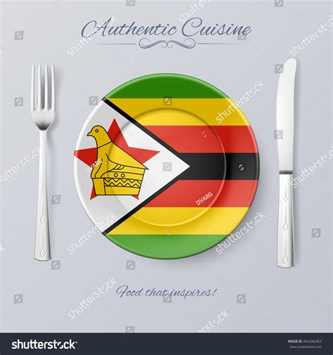 Authentic Cuisine Zimbabwe Plate Zimbabwean Flag Stock Vector (Royalty