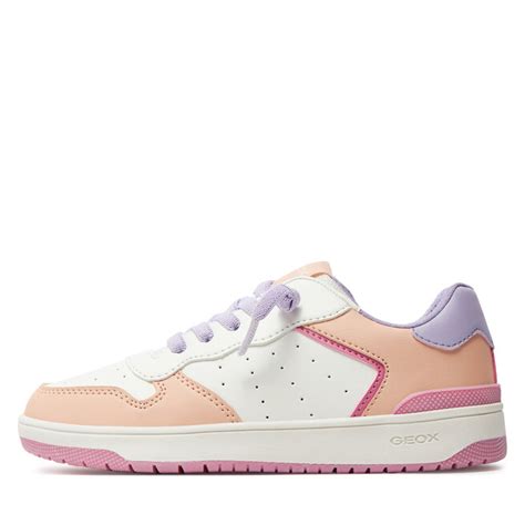 Sneakers Geox J Washiba Girl J Hxd Fu C D White Peach Epantofi Ro