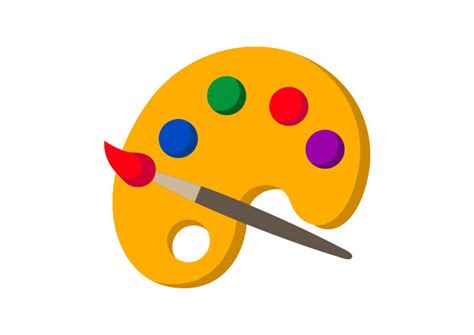 Art Palette With Paint Brush Flat Vector by superawesomevectors on