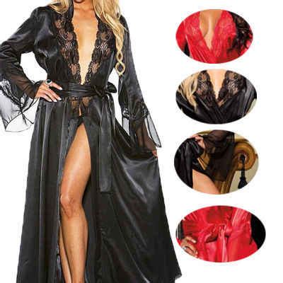 Sexy Lingerie Dress Set Fashion Lace Mesh Nightdress Two Pieces Loose Long Night Robe