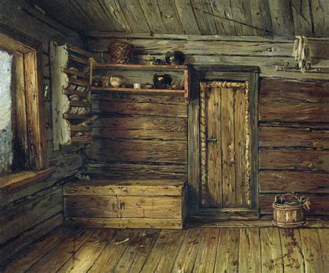 Interior Of A Peasant House Vassily Maximovich Maximov