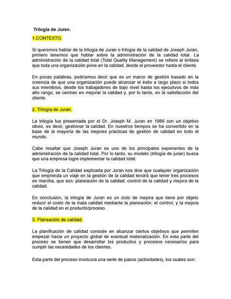 Trilogía de Juran - Si queremos hablar de la trilogía de Juran o
